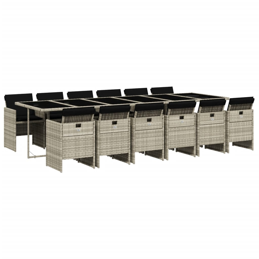 13 részes szürke polyrattan kerti étkezőgarnitúra párnákkal (3210587)