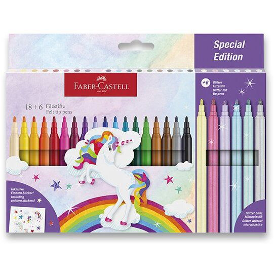FABER-CASTELL Unicorn, kerek, 24 szín, csillámpasztell színek is (554221)