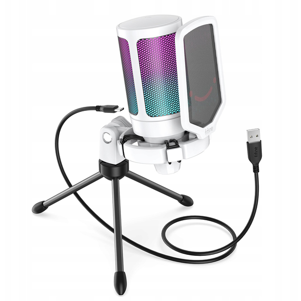 Microfon de studio cu condensator Fifine A6VW AMPLIGAME USB RGB Plug&Play