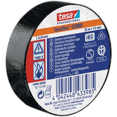 Tesa (53988-00000-00) Szigetelőszalag ® Professional Fekete (H x Sz) 10 m x 15 mm 1 db (53988-00000-00)