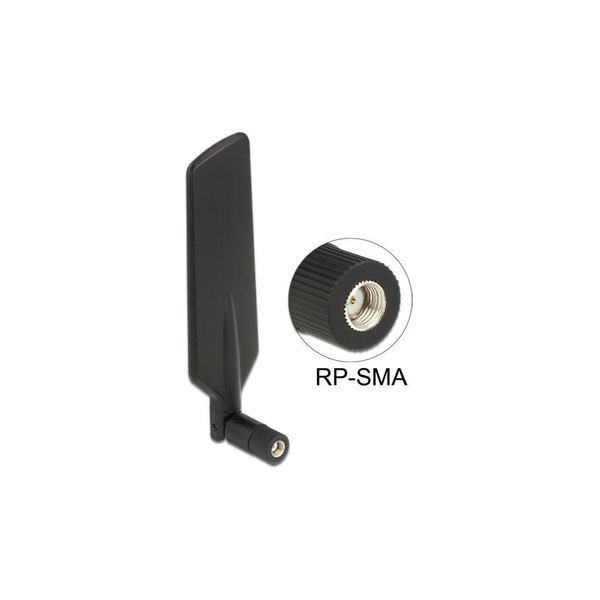 ADA Delock 12409 2sávos antenna RP-SMA  1 ~ 4 dBi mindenirányú forgatható hajlítható LTE WLAN antenna - Fekete