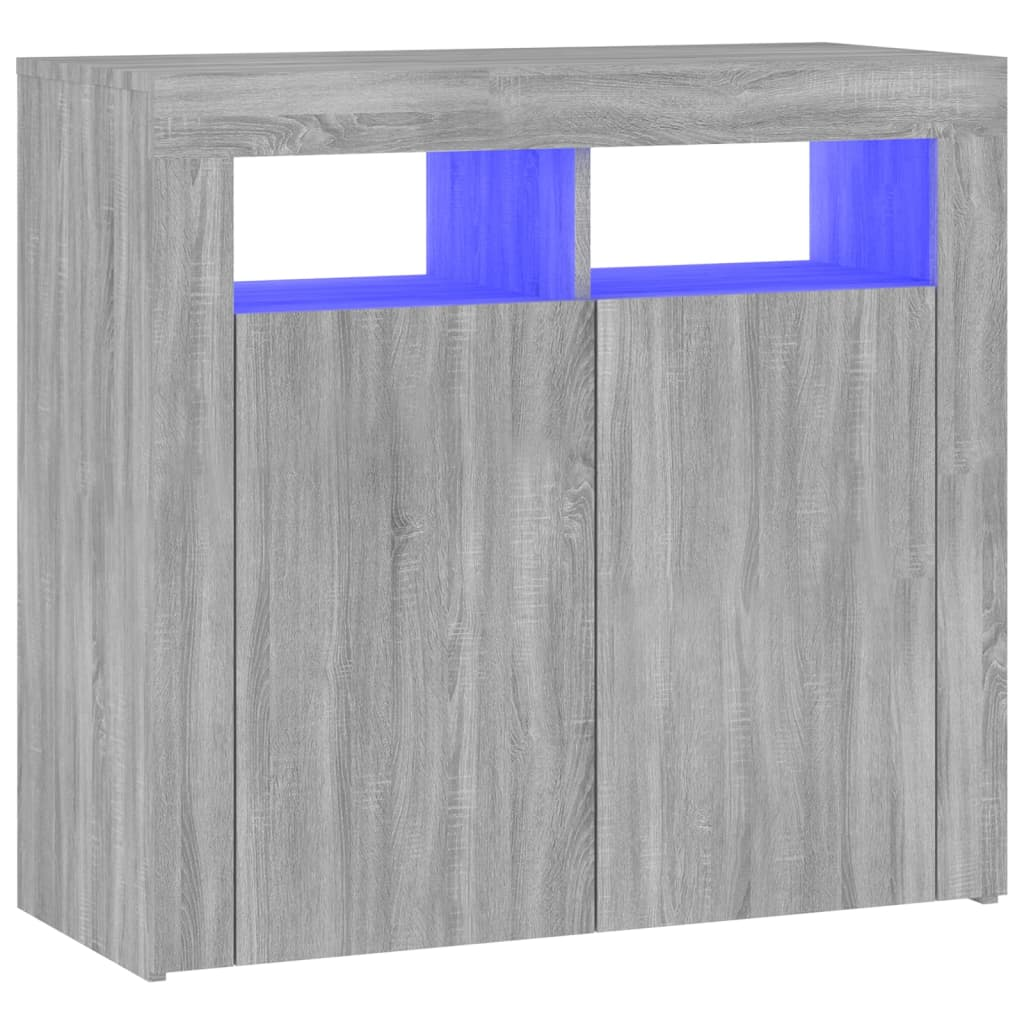 szürke sonoma tálalószekrény LED-világítással 80 x 35 x 75 cm (815730)