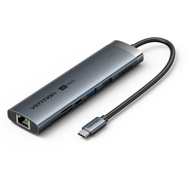 Vention 8-in-1 USB-C to HDMI / USB-C / USB 3.0 / USB 2.0 / RJ45 / SD/TF / PD Docking Station 0.15M G