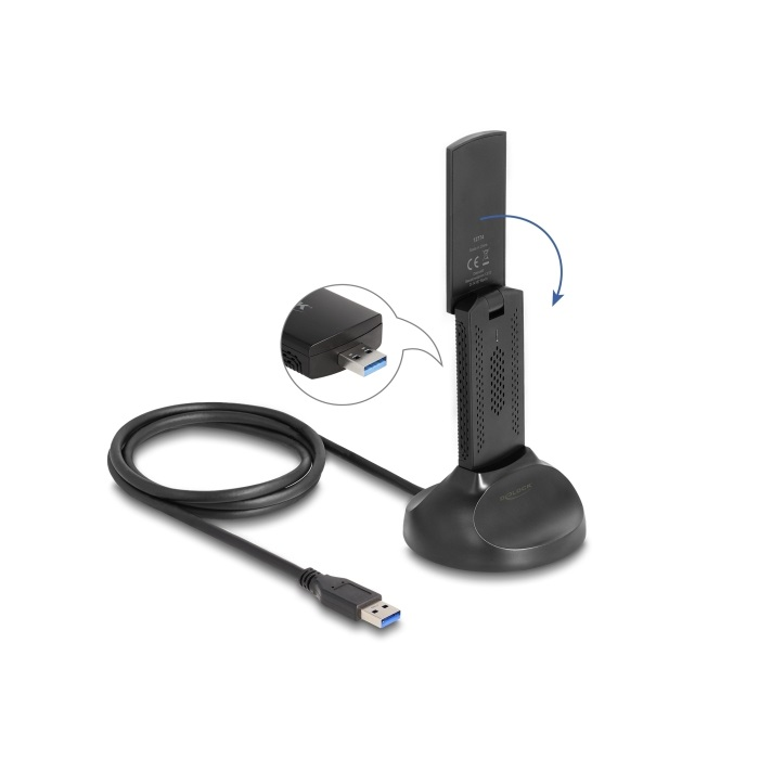 Delock Wi-Fi 6E duális Band WLAN USB adapter AX5400 (2 x 2402 + 574 Mbps) (12774) (12774)