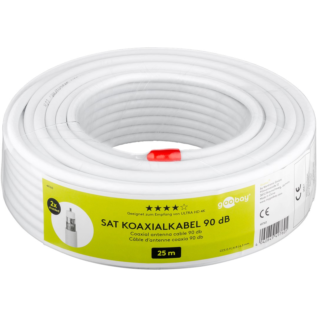 Goobay 49760 Koax antenna kábel 25m - Fehér (49760)