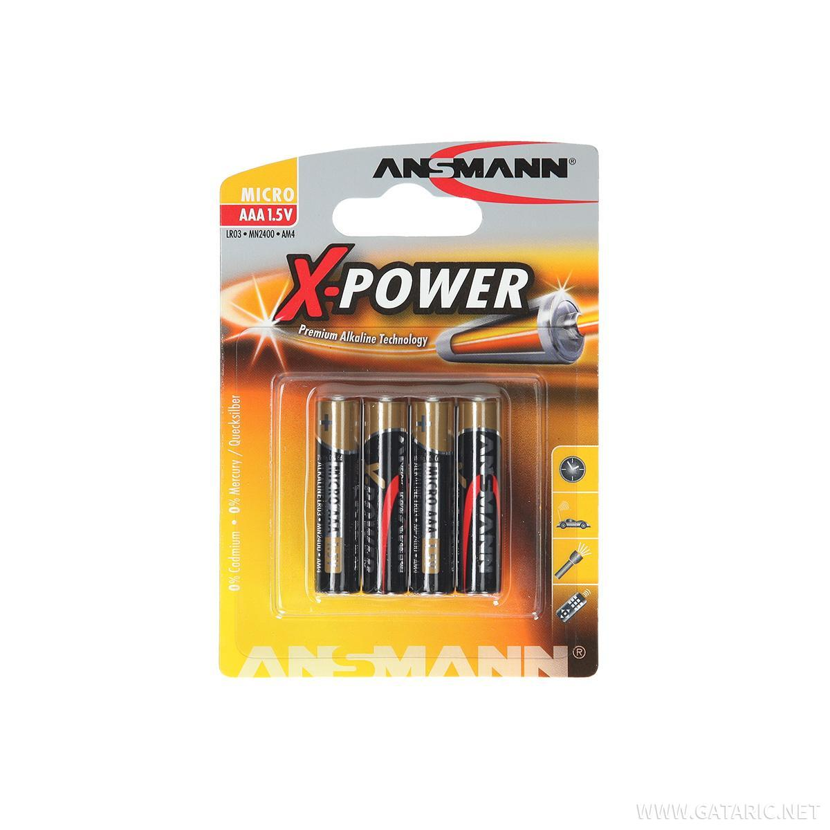 Ansmann X-Power Alkaline AAA Ceruzaelem (4db/csomag) (5015653)
