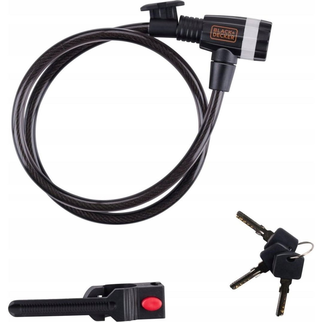 BLACK+DECKER Kerékpár zár kábel Ø1x90cm, 250g, 3 kulcs (DBKF-XEH25223389)
