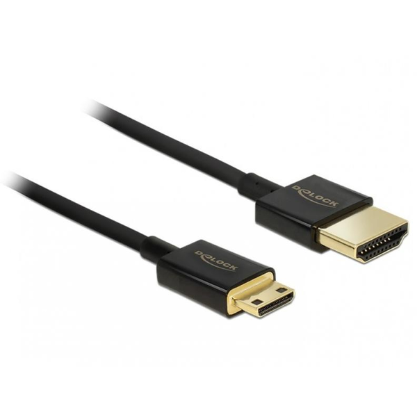 Кабел Delock 84777 Slim Premium, HDMI към мини HDMI-C TT 3D, 4K, 1.5 м