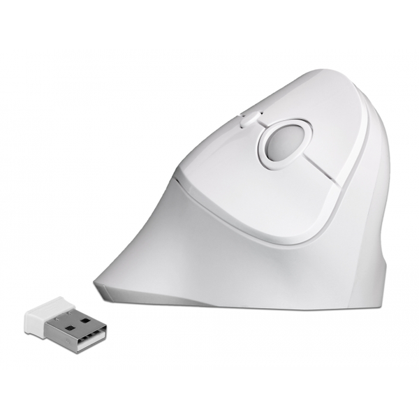 Delock ergonomikus vezetéknélküli függőleges USB egér, fehér