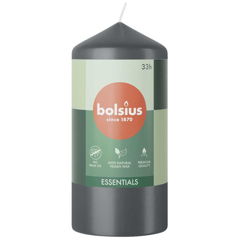 BOLSIUS Pillar Stormy Grey 12 cm, 233 g (8717847160386)
