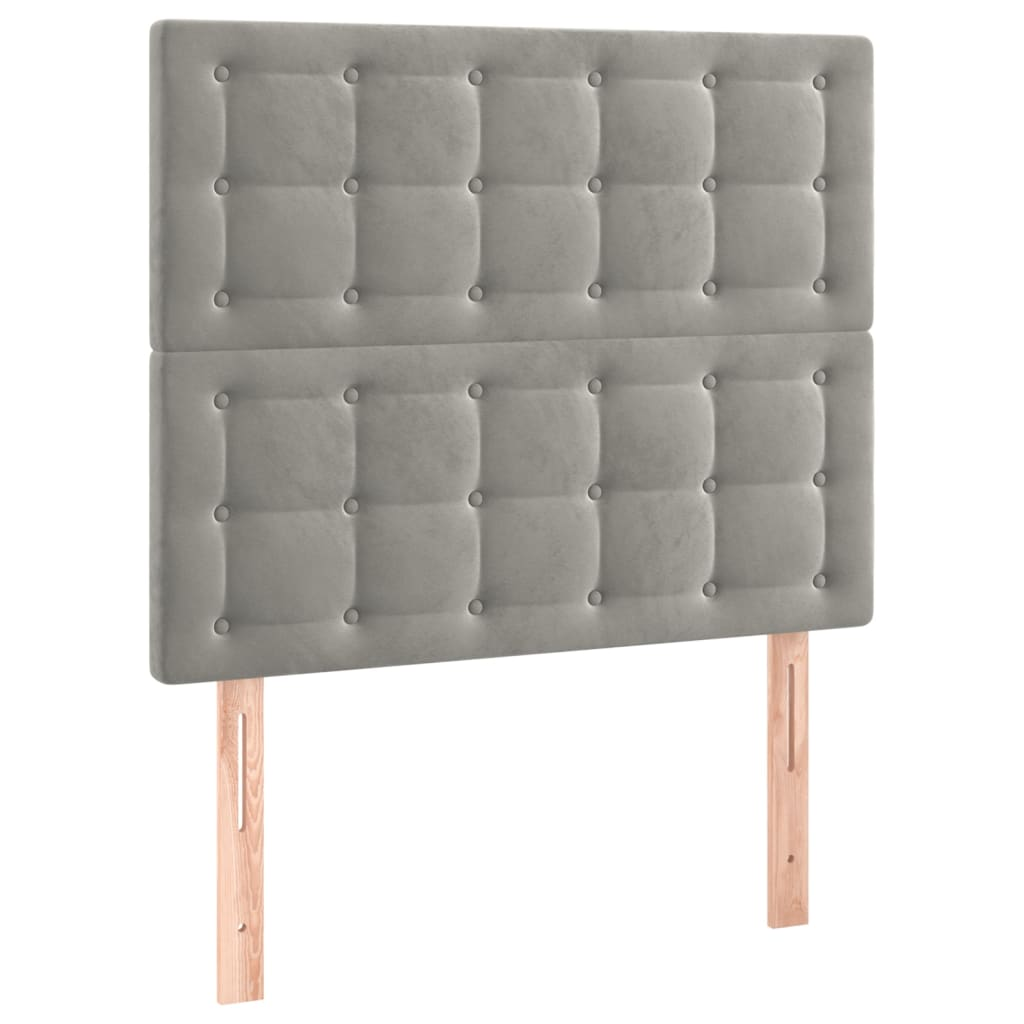 2 db világosszürke bársony fejtámla 90x5x78/88 cm (3116802)