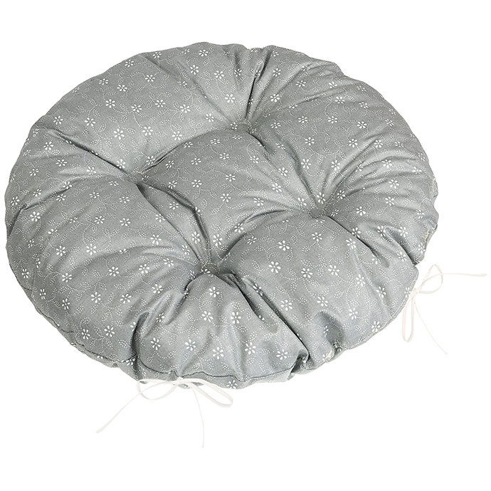 BELLATEX Adéla Seat cushion 62/227 round quilted d.40 cm sprouting flower grey (12459)