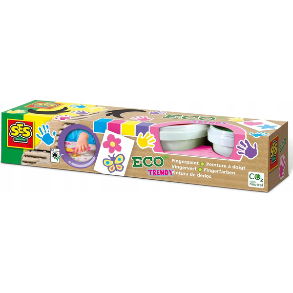 SES Creative Eco fingerpaint trendy lemosható ujjfesték Kék, Rózsaszín, Ibolya, Sárga