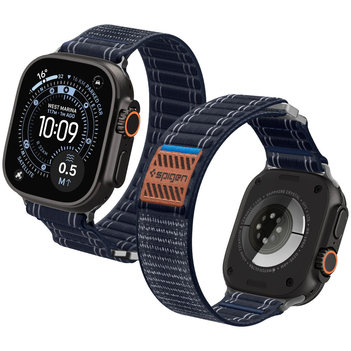 Spigen Fabric Band Hook And Loop Apple Watch 49mm / 46mm / 45mm / 44mm szíj - tengerészkék (AMP10143)