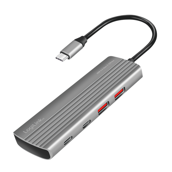 Logilink Ultravékony USB 3.2 Gen2 hub, 2x USB-A, 5x USB-C, PD, 100 W, asztroszürke (UA0414)