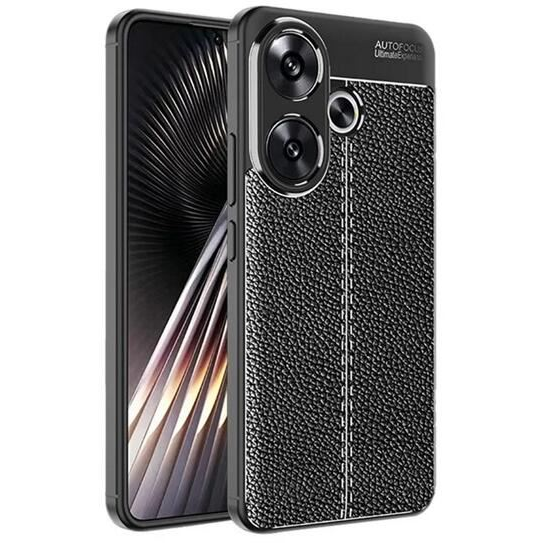 Gigapack Xiaomi Poco F6 varrott bőr hatású szilikon tok fekete (GP-158600) (GP-158600)