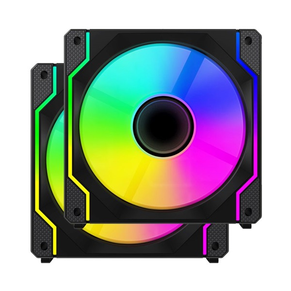 Ventaris VGCF120-2F Tempest RGB PWM Számítógép Hűtő Ventilátor 2db - Fekete (VGCF120-2F)