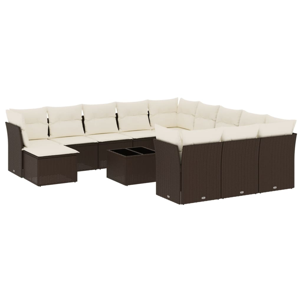 13 részes barna polyrattan kerti ülőgarnitúra párnákkal (3218643)