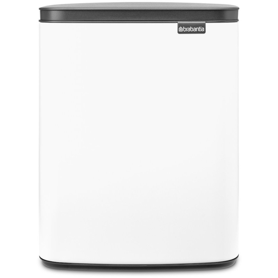 Brabantia Bo Waste Bin hulladékgyűjtő felnyitható, Soft-Close fedéllel, műanyag tartály, 12L - C méret, acél, fehér - 222467 (222467)