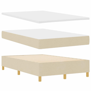 Boxrugós ágy matracmal fejtámlával Krém 120 x 190 cm szövet