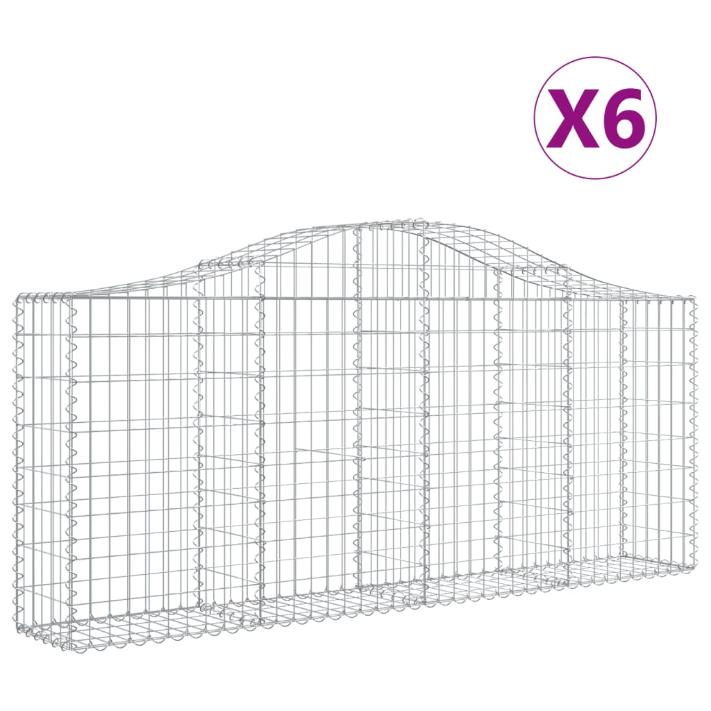 6 db íves horganyzott vas gabion kosár 200x30x80/100 cm (3145413)