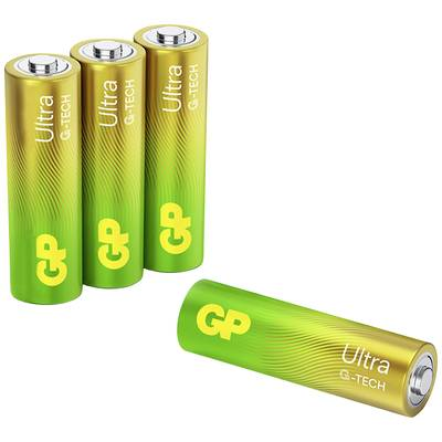 GP Ultra Alkaline Batterie AA Mignon Longlife, LR06, 1,5Volt (4 Stück, mit neuer G-Tech Technologie)