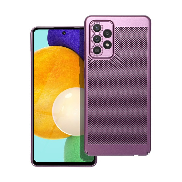 Samsung Galaxy A52 / A52 5G / A52s 5G SM-A525F / A526B / A528B, Műanyag hátlap védőtok, légáteresztő, lyukacsos minta, Breezy, lila (5903396211133)