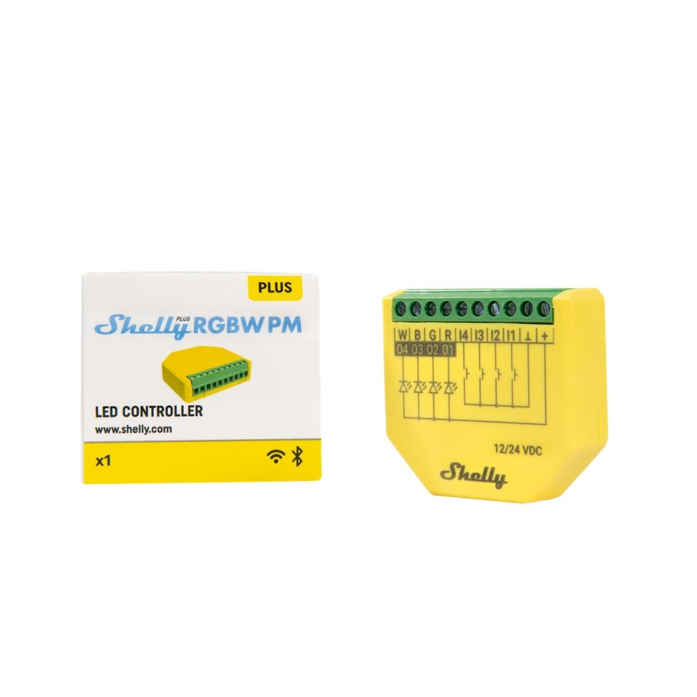 Shelly PLUS RGBW PM Wi-Fi + Bluetooth RGBW LED szalag okosvezérlés (ALL-REL-PLUSRGBWPM) (ALL-REL-PLUSRGBWPM)