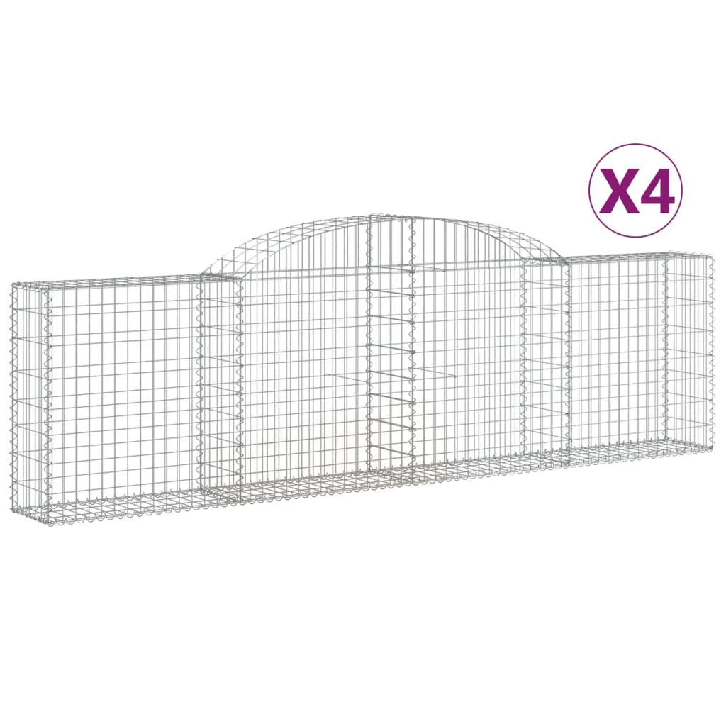 4 db íves horganyzott vas gabion kosár 300x30x80/100 cm (3146505)