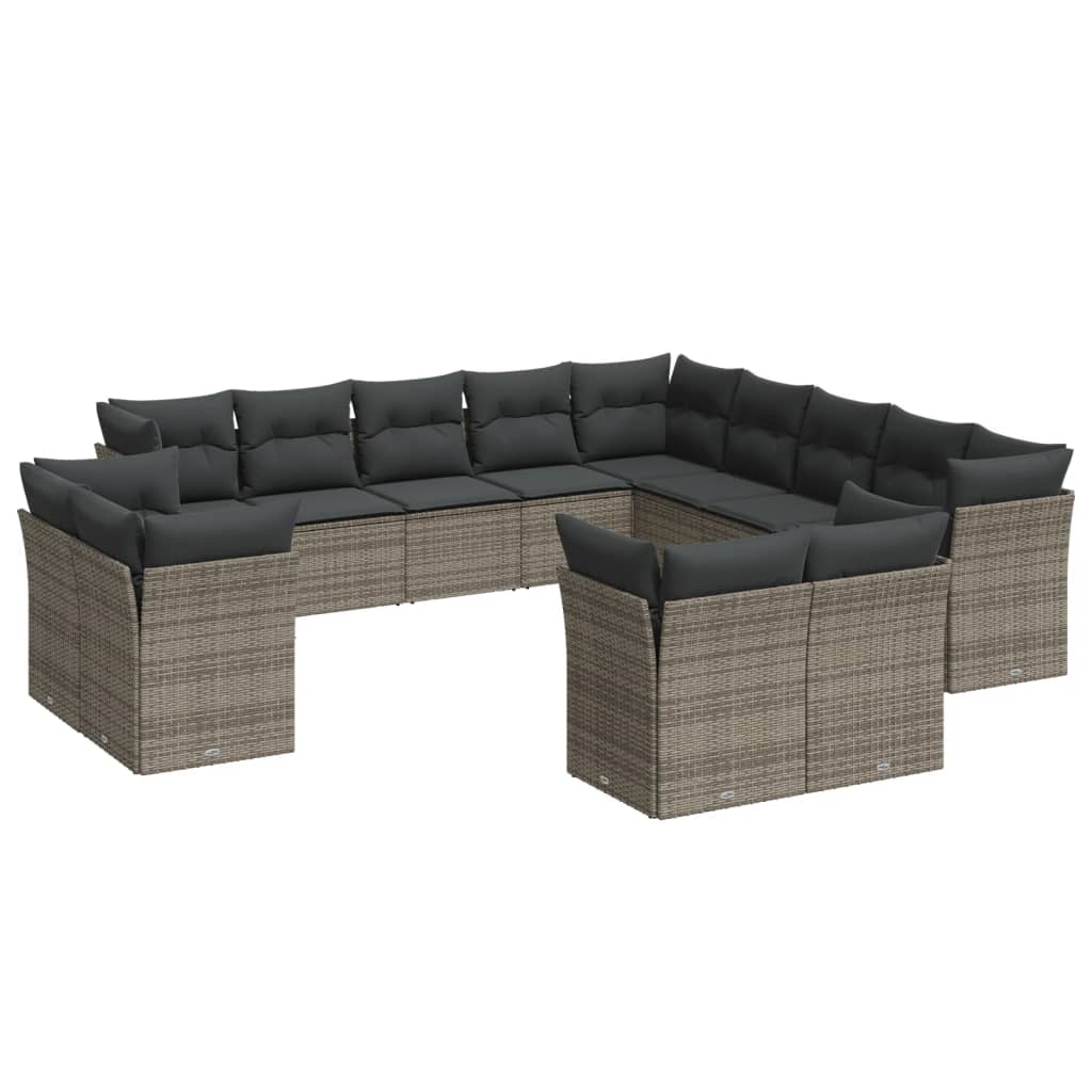 13 részes szürke polyrattan kerti ülőgarnitúra párnákkal (3218550)