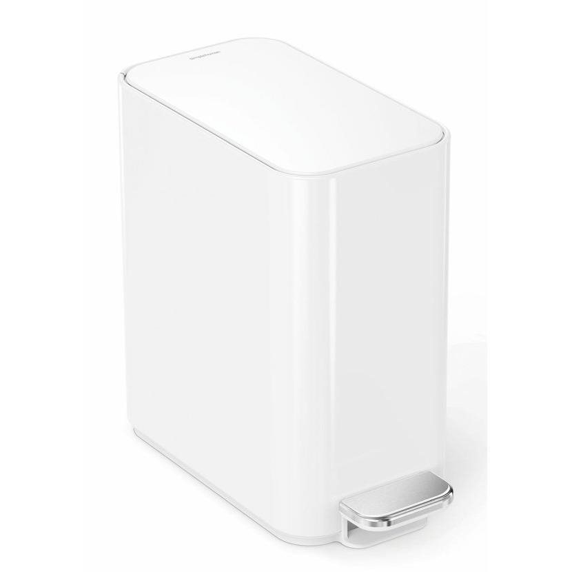 Simplehuman Keskeny pedálos szemetes, 5 l, fehér acél (838810025995 )