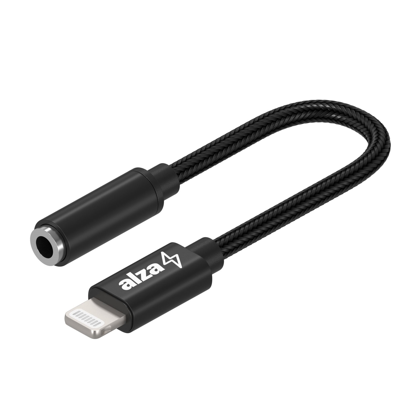 AlzaPower Lightning MFi (M) to 3.5mm Jack (F) 0.1m, fekete (APW-ADMFI3J01B)
