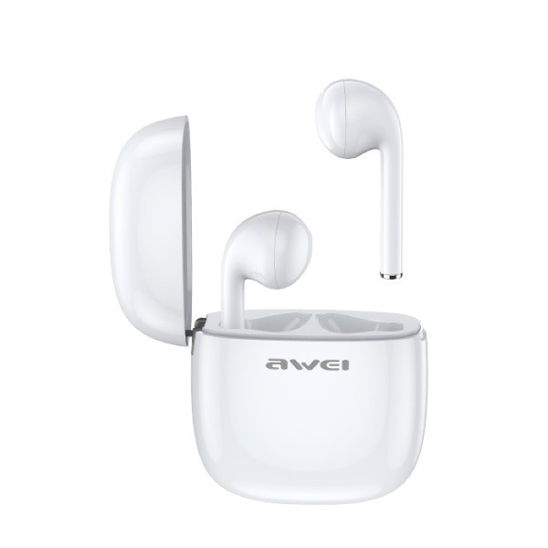 Awei T28 Bluetooth TWS слушалки със зарядно куфарче, бели