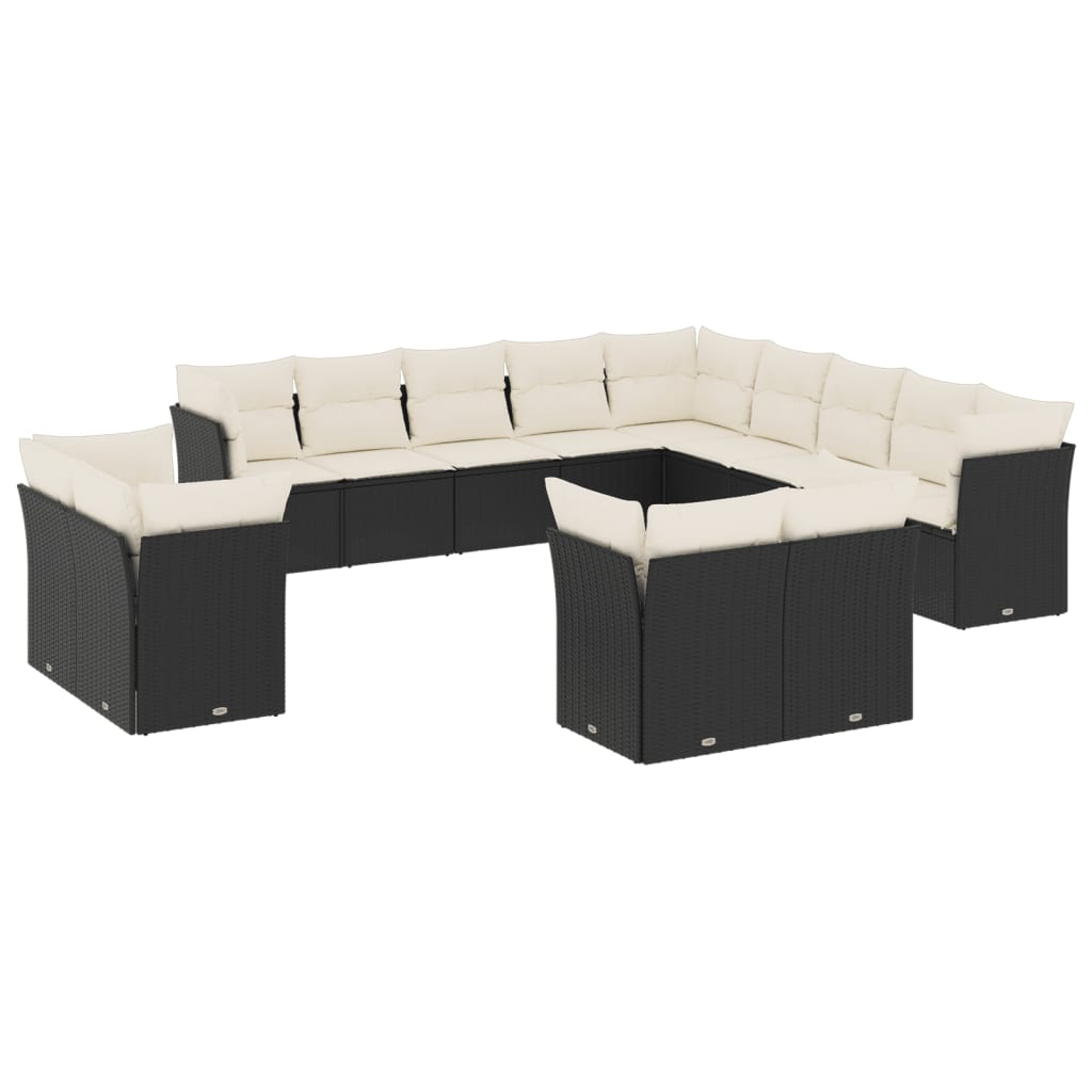 13 részes fekete polyrattan kerti ülőgarnitúra párnákkal (3218546)