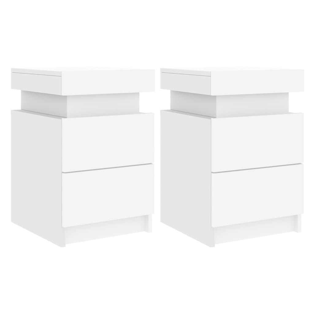 2 db fehér éjjeliszekrény LED-világítással 35 x 39 x 55 cm (836750)