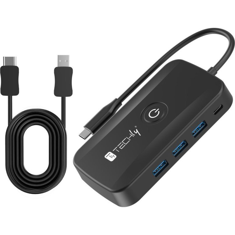 Techly IDATA USBC-HUB5WL audió/videó jeltovábbító AV adó- és vevőegység Fekete (IDATA USBC-HUB5WL)