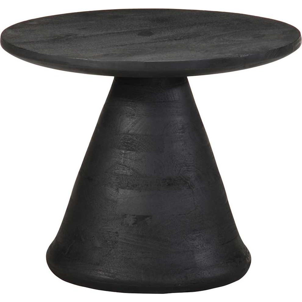 kisasztal fekete Ø50x40 cm tömör mangófa (4017535)