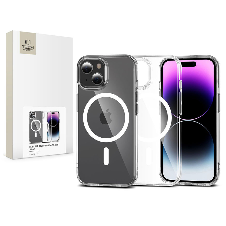 Tech-Protect FlexAir Hybrid MagSafe szilikon tok - Apple iPhone 15 - átlátszó (TP936603)