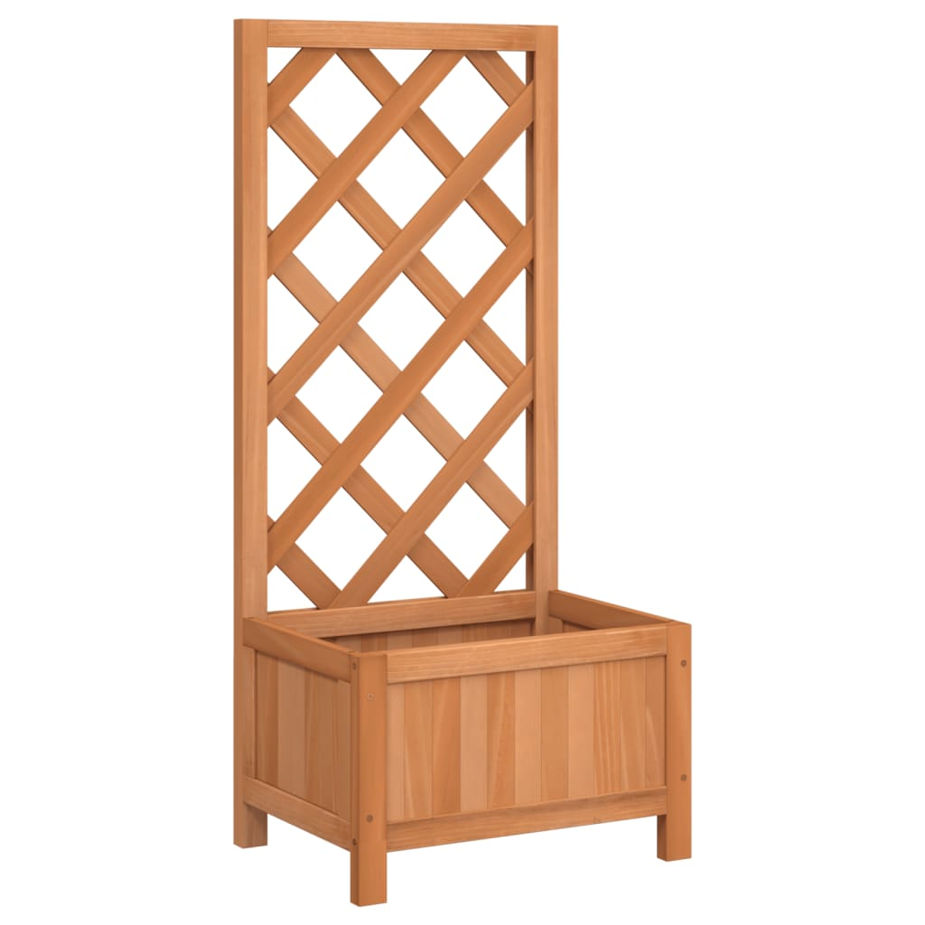 barna tömör fenyőfa rácsos ültetőláda (365473)