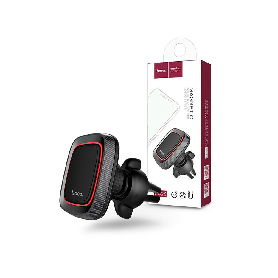 Univerzális szellőzőrácsba illeszthető mágneses PDA/GSM autós tartó - HOCO CA23 Lotto Series Magnetic Air Outlet Holder - fekete (HOC0158)