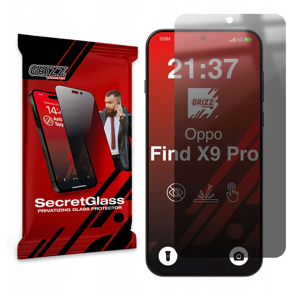 Matowe szkło prywatyzujące GrizzGlass SecretGlass do Oppo Find X9 Pro