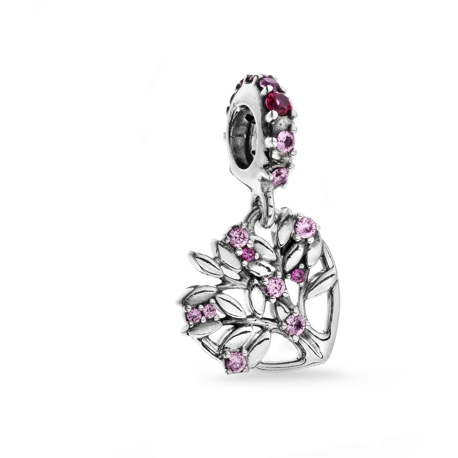 PANDORA Rózsaszín szív családfával 799153C01 (Ag 925/1000, 2,1 g) (5700302899214)
