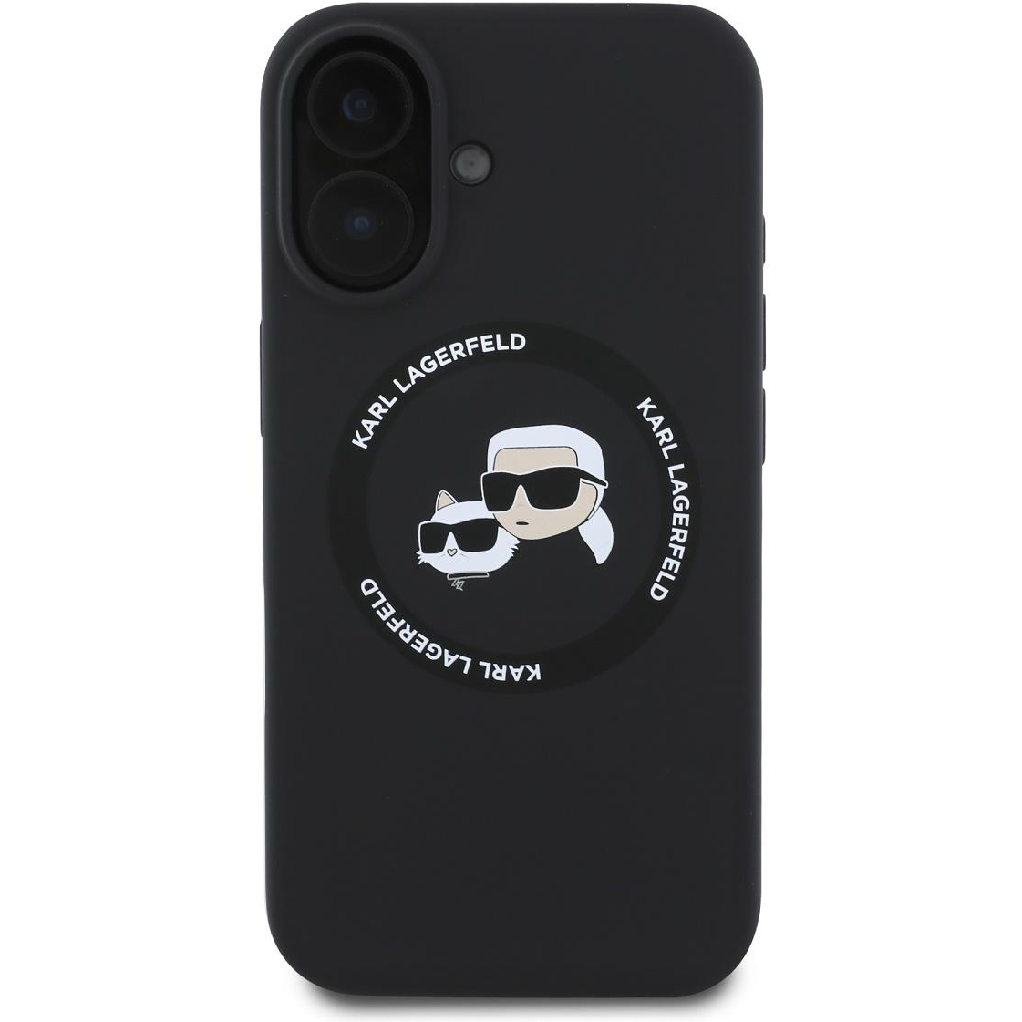 Karl Lagerfeld Liquid Silicone K&CH Heads MagSafe iPhone 16 Black tok (KLHMP16SSKCHTCK)