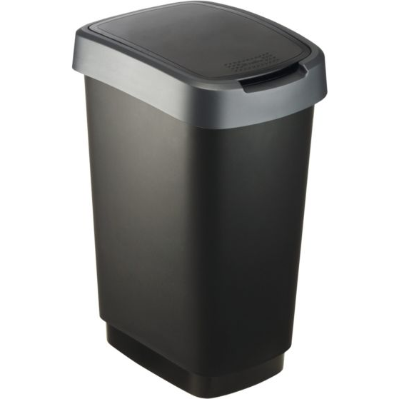 Rotho Twist Silver 25 literes Billenőfedeles szemetes - Fekete (TWIST 25L pilka)