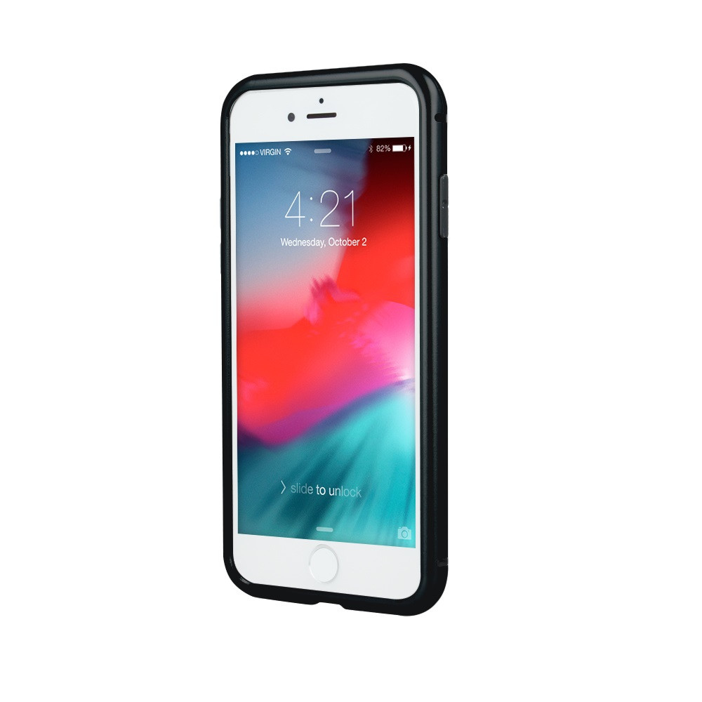 Samsung Galaxy A20 / A30 SM-A205F / A305F, Alumínium mágneses védőkeret, elő- és hátlapi védelem, Magnetic, átlátszó/fekete (84125)