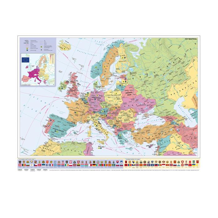 Stiefel Falitérkép 70x100 cm - Európa országai és az Európai Unió (447377FLP)