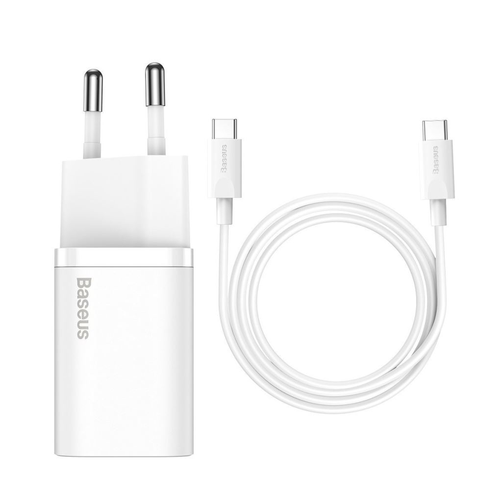 Baseus Super Si 1C gyorstöltő adapter 1m töltőkábellel fehér (TZCCSUP-L02) (TZCCSUP-L02)