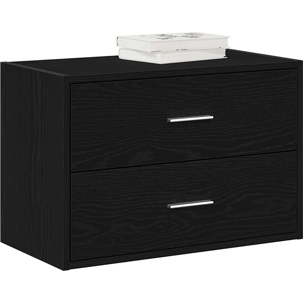 fekete tölgy szerelt fa szekrény 2 fiókkal 60 x 31 x 40 cm (858823)