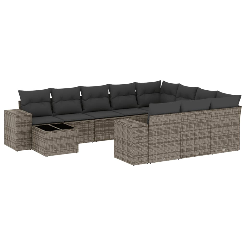 11 részes szürke polyrattan kerti ülőgarnitúra párnákkal (3255467)