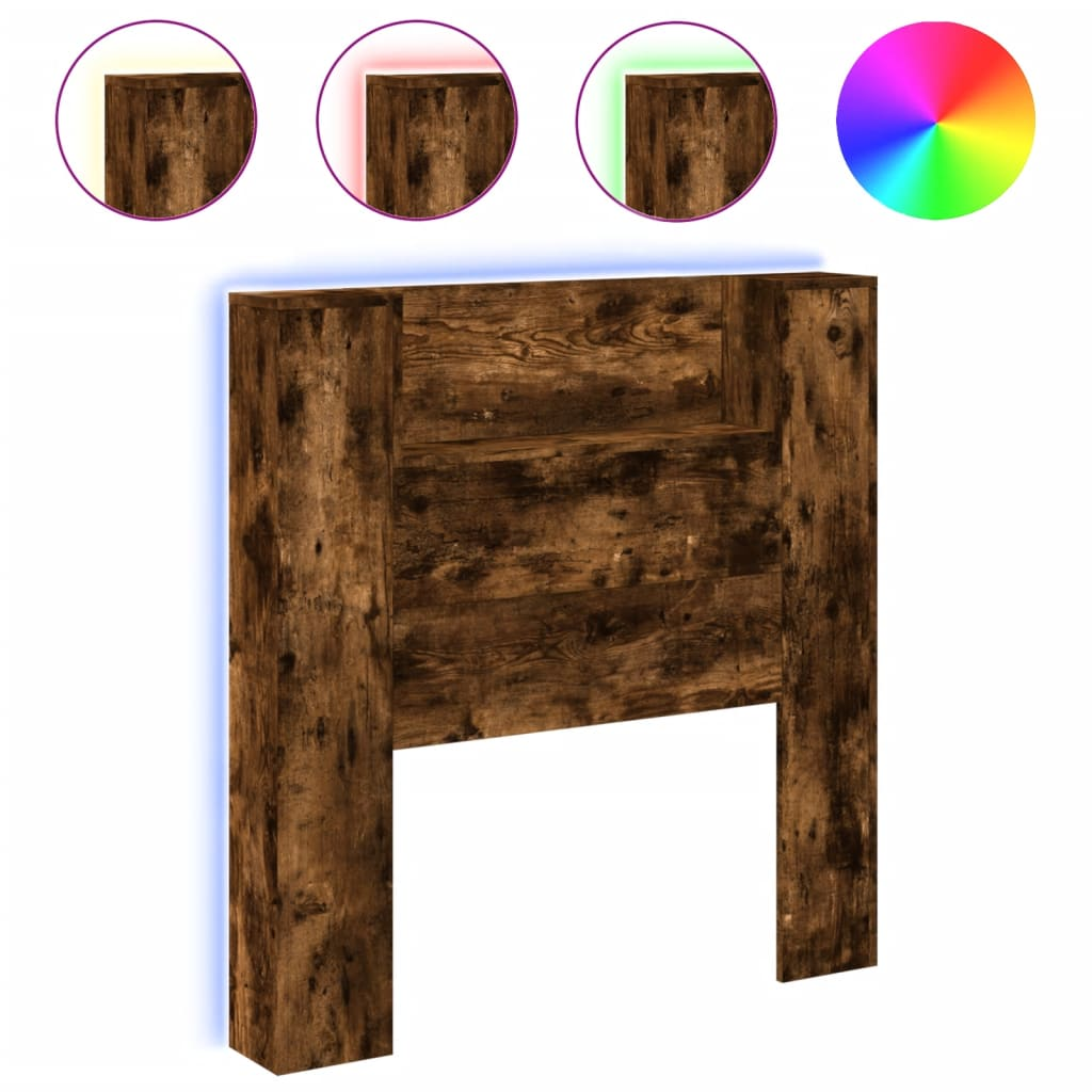 füstös tölgy színű áthidalószekrény LED-ekkel 100x16,5x103,5 cm (839235)